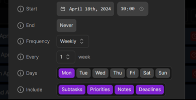 Recurring tasks