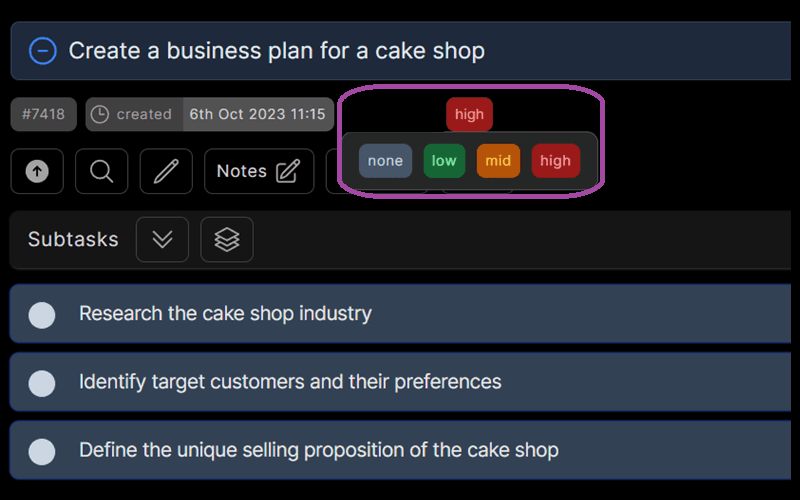 Setting task priorities in Dypt