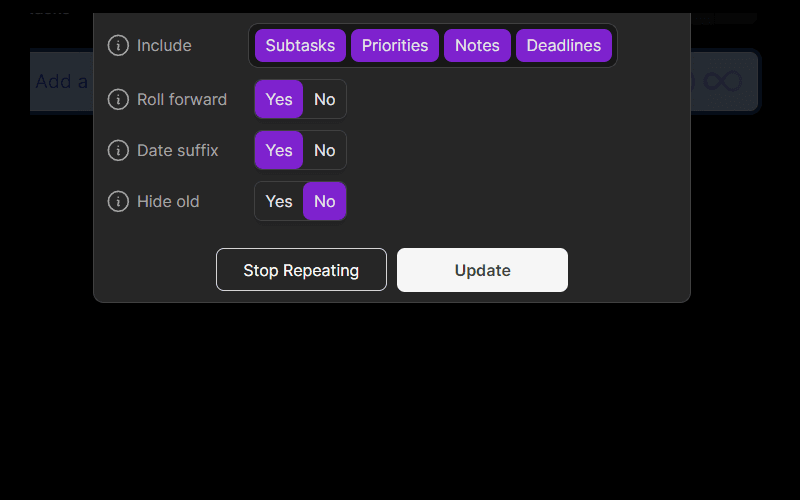 Setting recurring reminders in Dypt