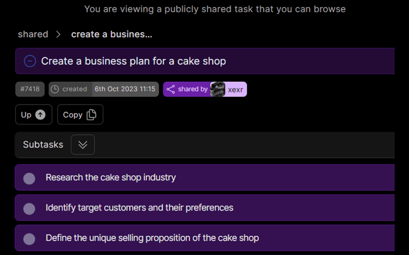 Demonstration of public task sharing